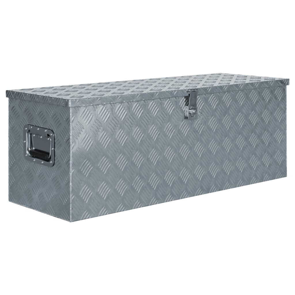 vidaXL Κουτί Αποθήκευσης Ασημί 110,5 x 38,5 x 40 εκ. Αλουμινίου