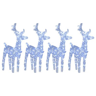 vidaXL Χριστουγεννιάτικοι Τάρανδοι 4 τεμ. 160 LED Ψυχρό Λευκό Ακρυλικό