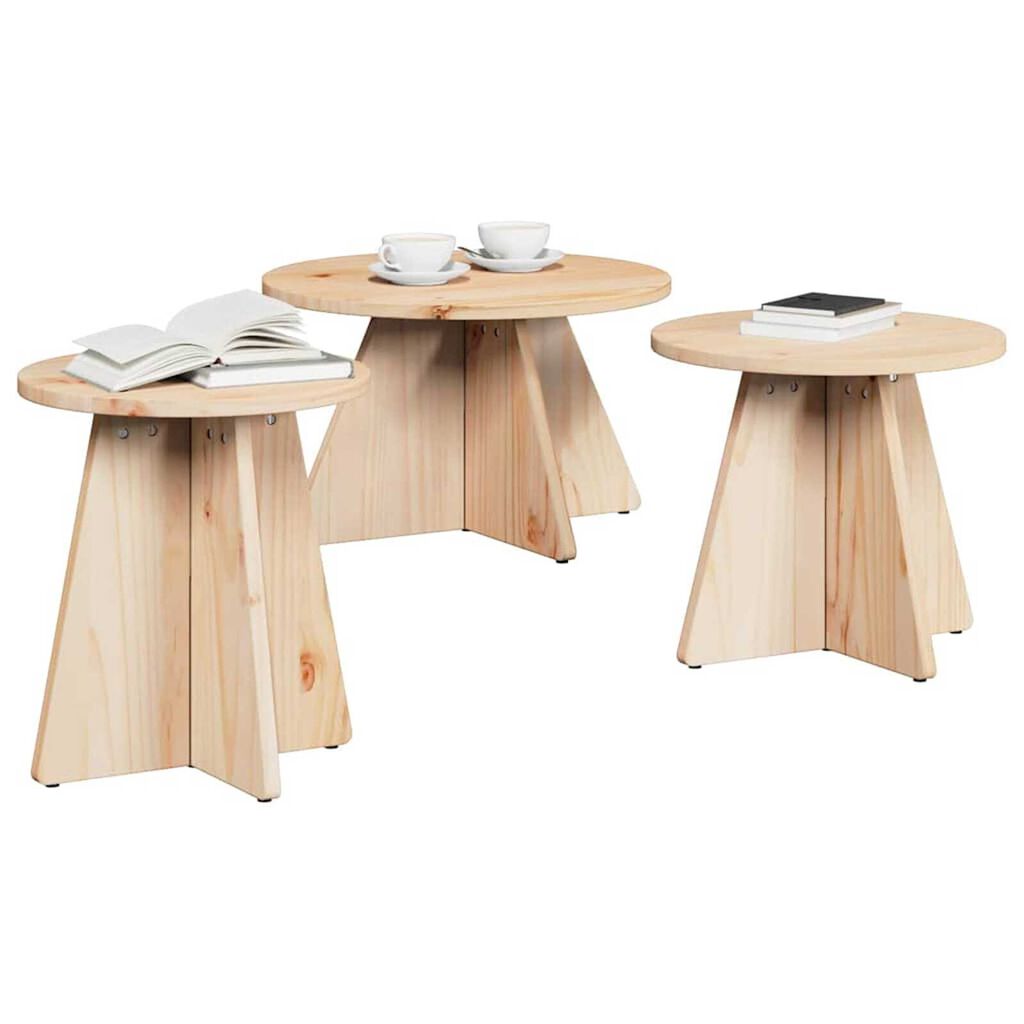 vidaXL Τραπεζάκι σαλονιού 3 pcs Φυσικό 49 x 49 x 30 εκ.