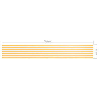 vidaXL Διαχωριστικό Βεράντας Λευκό/Κίτρινο 90 x 600 εκ. Ύφασμα Oxford
