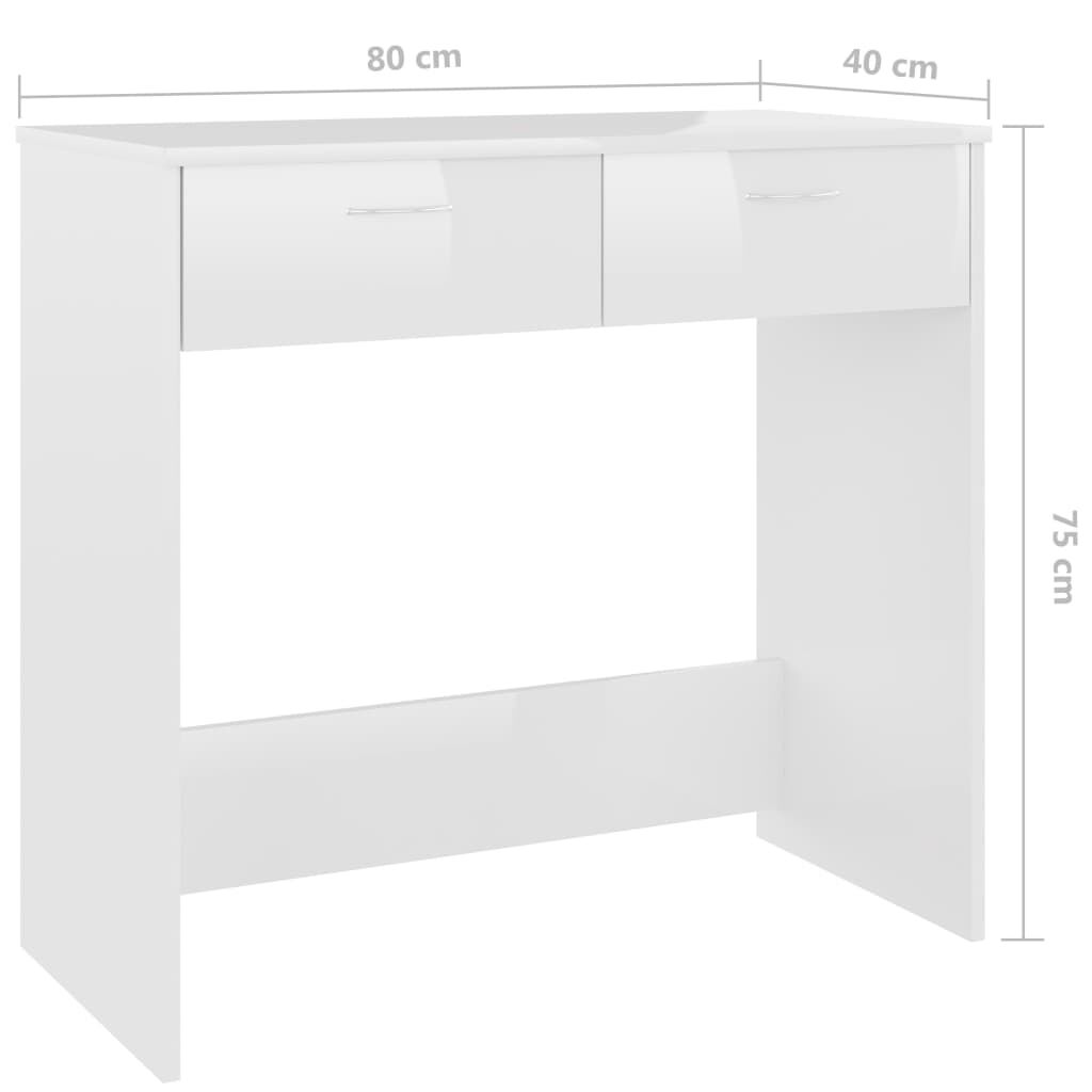 vidaXL Γραφείο Γυαλιστερό Λευκό 80 x 40 x 75 εκ. από Επεξ. Ξύλο