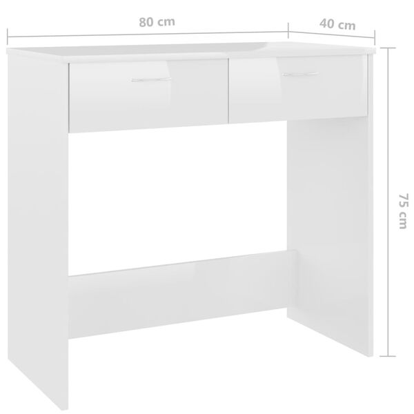 vidaXL Γραφείο Γυαλιστερό Λευκό 80 x 40 x 75 εκ. από Επεξ. Ξύλο