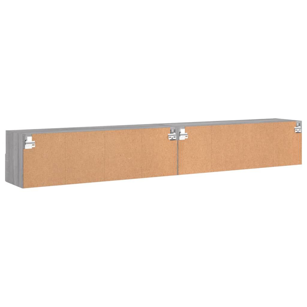 vidaXL Έπιπλα Τηλεόρασης Τοίχου 2 τεμ. Γκρι 100x30x30 εκ. Επ. Ξύλο