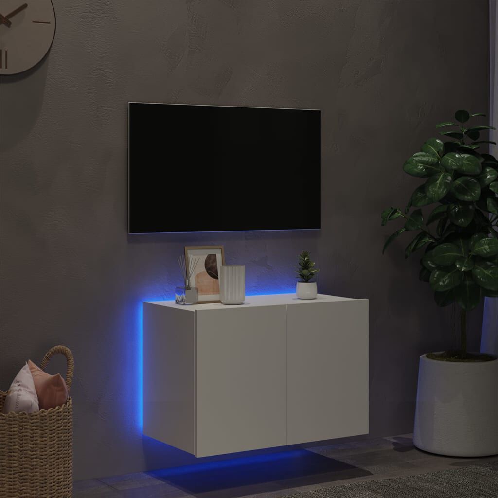 vidaXL Έπιπλο Τοίχου Τηλεόρασης με LED Λευκό 60x35x41 εκ.