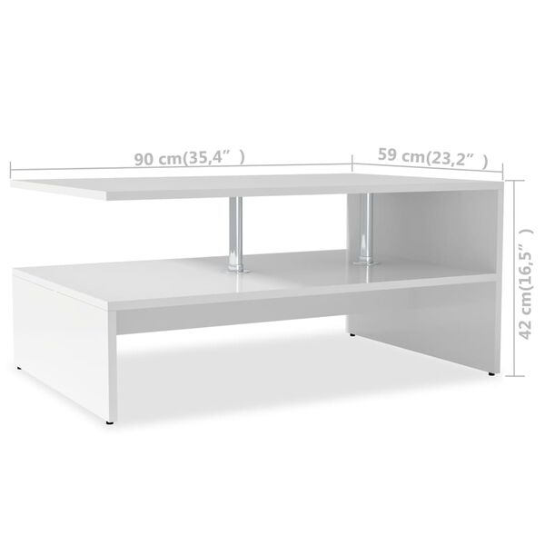 vidaXL Τραπεζάκι Σαλονιού Λευκό 90 x 59 x 42 εκ. Επεξ. Ξύλο