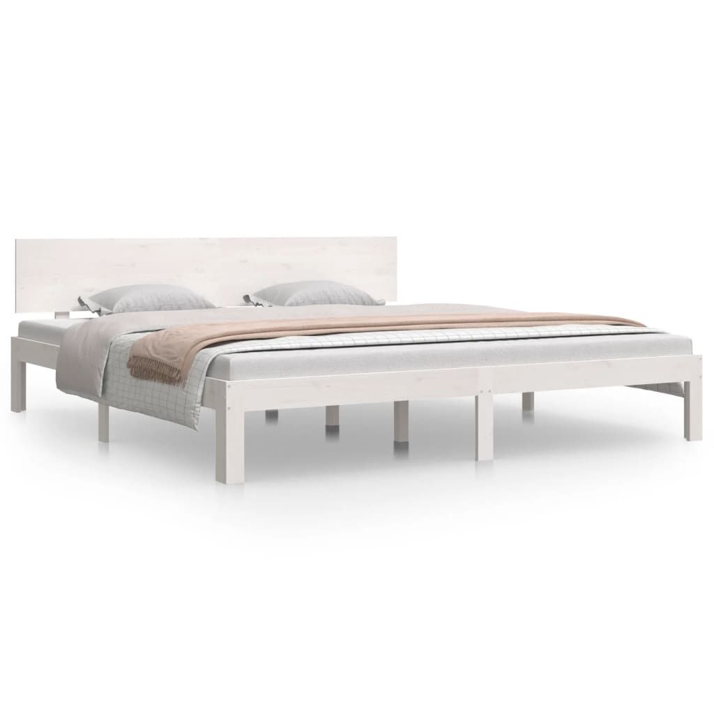 vidaXL Πλαίσιο Κρεβατιού Λευκό 180 x 200 εκ. Μασίφ Ξύλο Super King