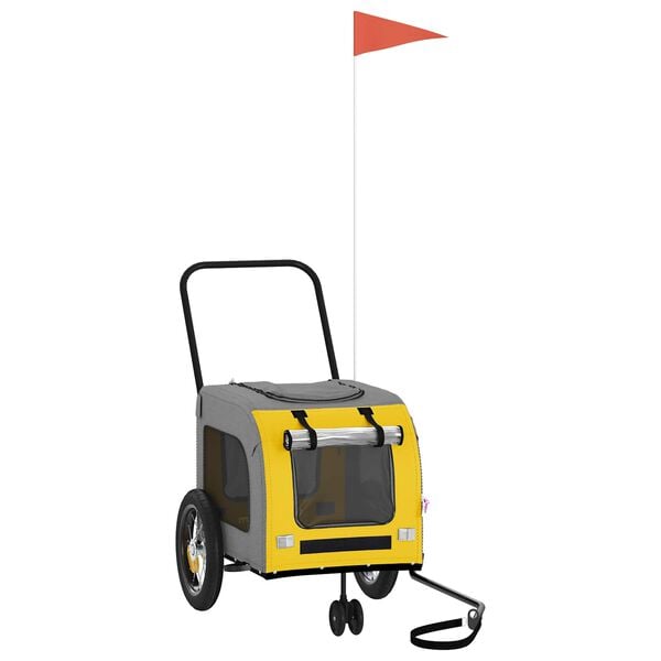 vidaXL Τρέιλερ ποδηλάτου για κατοικίδια με αποθήκευση Κίτρινο και Γκρί