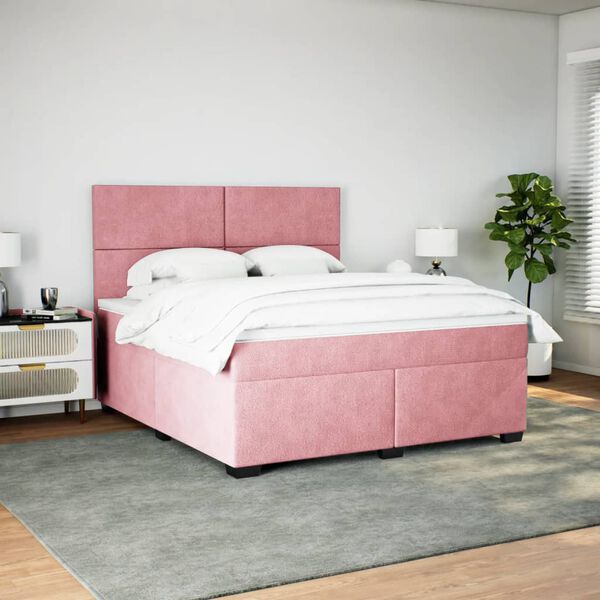 vidaXL &Kappa;&rho;&epsilon;&beta;ά&tau;&iota; Boxspring &mu;&epsilon; &Sigma;&tau;&rho;ώ&mu;&alpha; &Rho;&omicron;&zeta; 180x200 &epsilon;&kappa;. &Beta;&epsilon;&lambda;&omicron;ύ&delta;&iota;&nu;&omicron;