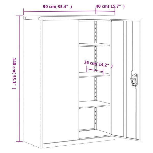 vidaXL Αρχειοθήκη Μαύρη 90 x 40 x 140 εκ. Ατσάλινη