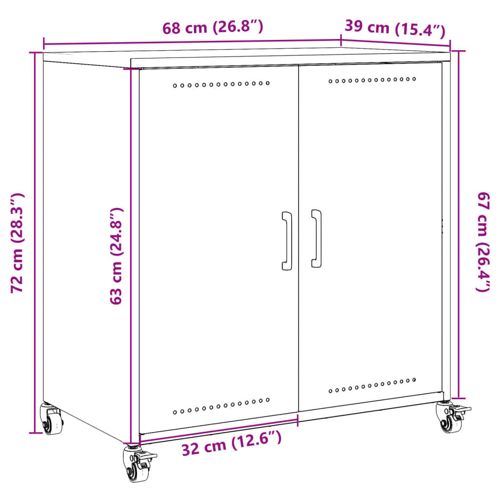 vidaXL Ντουλάπι Μαύρο 68x39x72 εκ. από Χάλυβα