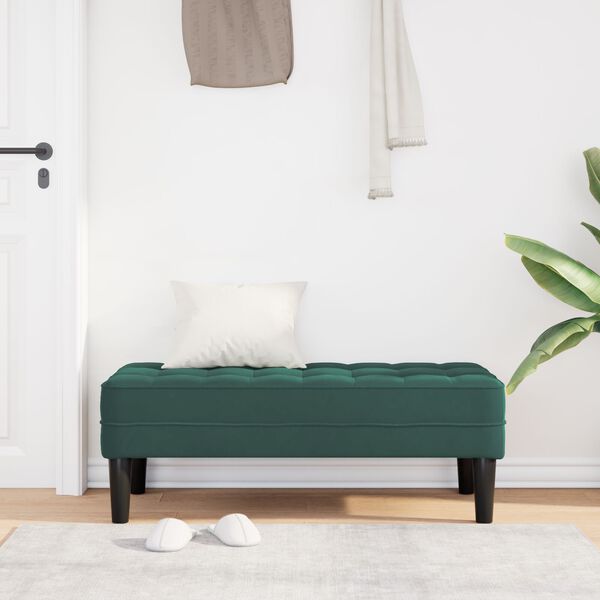 vidaXL Παγκάκι Σκούρο Πράσινο 113 x 57 x 39 εκ. Βελούδο