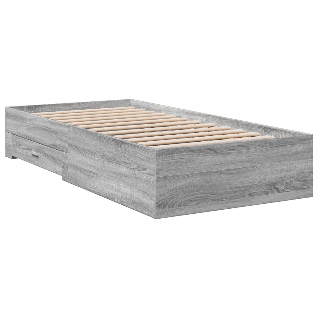 vidaXL Πλαίσιο Κρεβατιού με συρτάρια Γκρι sonoma 90x200εκ. Επεξ. Ξύλο