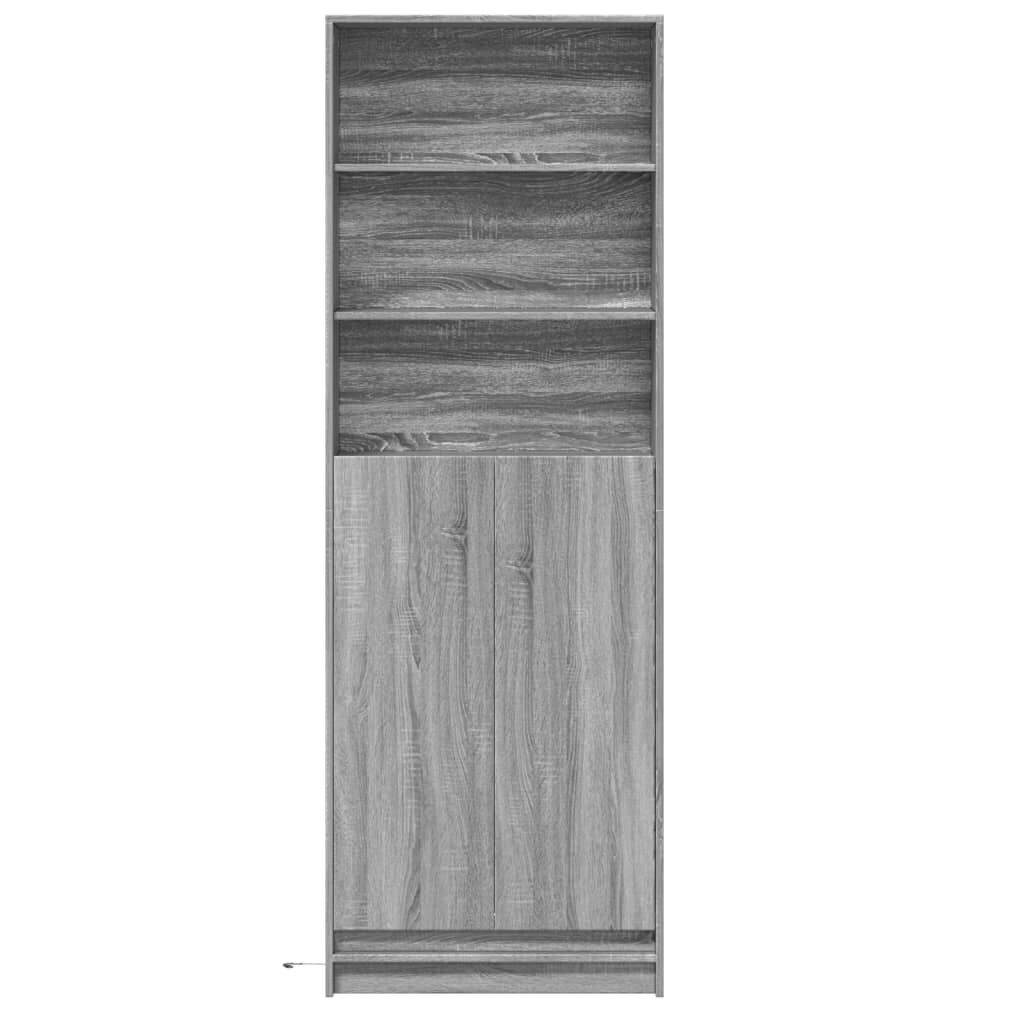 vidaXL Ντουλάπι με LED Γκρι 69x32,5x200 εκ. από Επεξεργασμένο Ξύλο