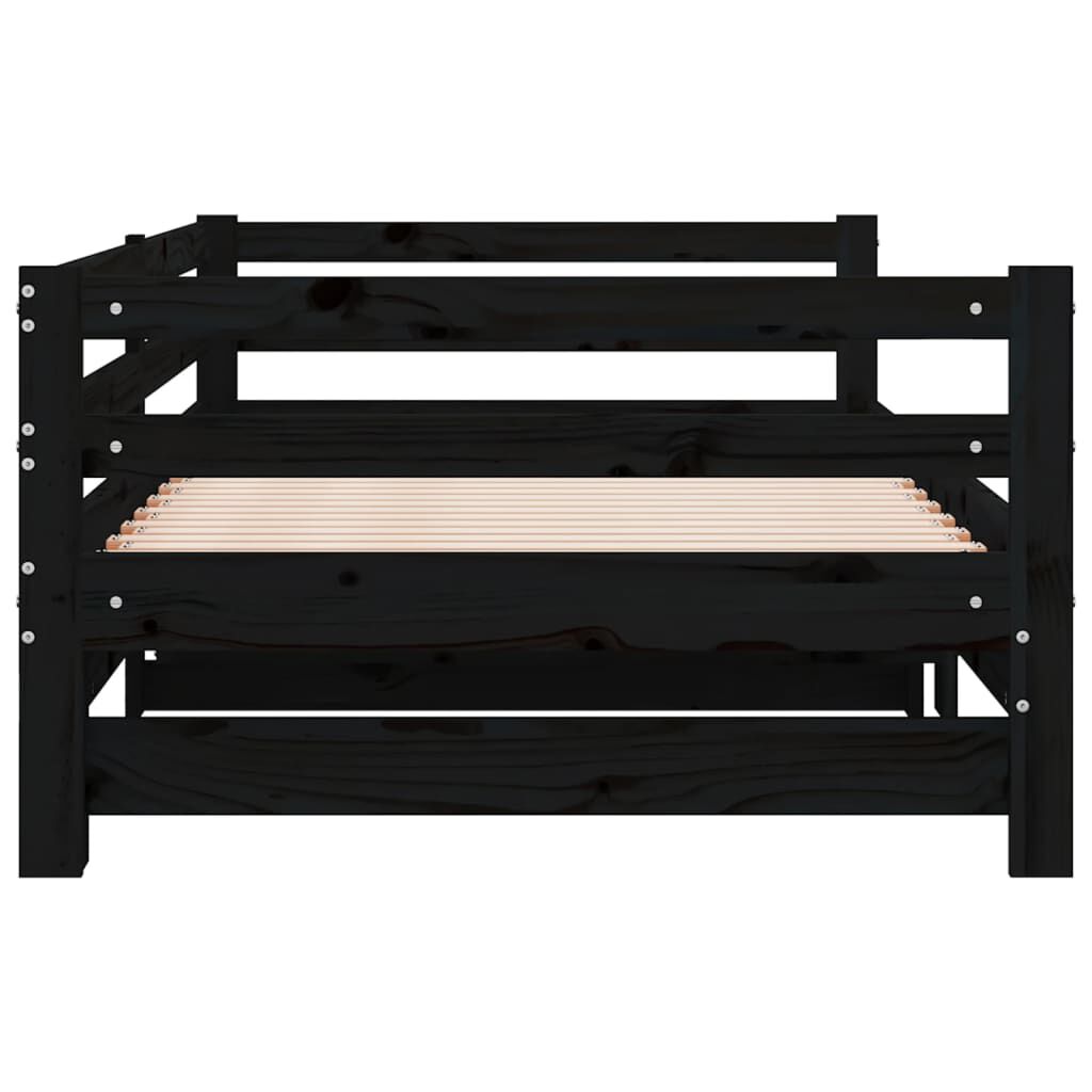 vidaXL Καναπές Κρεβάτι Μαύρος 2 x (90 x 200) εκ. από Μασίφ Ξύλο Πεύκου