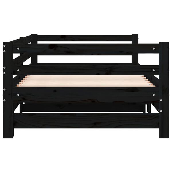 vidaXL Καναπές Κρεβάτι Μαύρος 2 x (90 x 200) εκ. από Μασίφ Ξύλο Πεύκου
