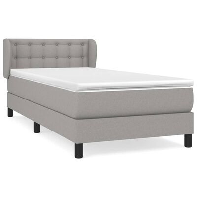 vidaXL Κρεβάτι Boxspring με Στρώμα Ανοιχτό Γκρι 90x190 εκ. Υφασμάτινο