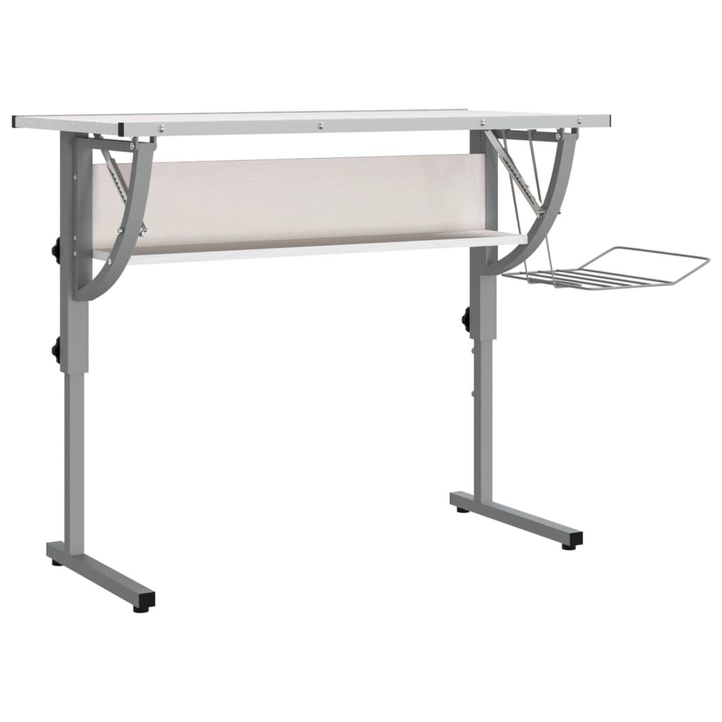 vidaXL Γραφείο Χειροτ. Λευκό/Γκρι 110x53x(58-87) εκ. Επ. Ξύλο&Ατσάλι