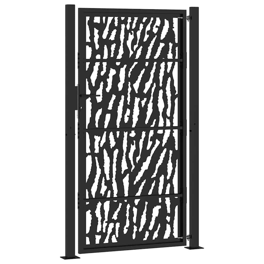 vidaXL Πύλη κήπου Μαύρη 105x180 cm Ατσάλινο σχέδιο ίχνους