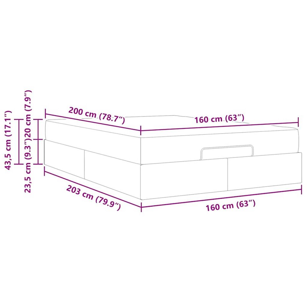 vidaXL Σκελετός Κρεβατιού με αποθήκευση Taupe 160 x 200 cm ύφασμα
