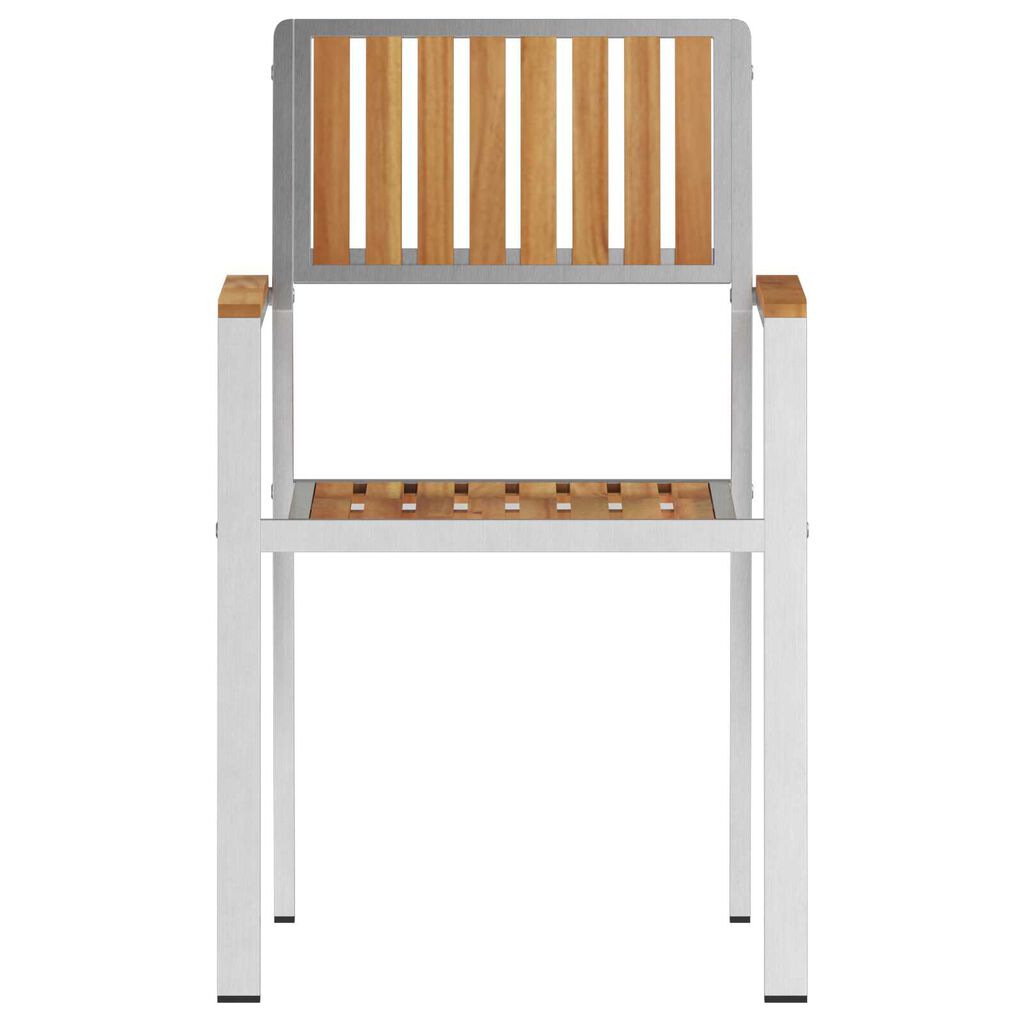 vidaXL Στοίβαγμα Κήπου Καρέκλες 2 τεμ Μασίφ Ξύλο Teak & Ανοξείδωτο Ατσάλι