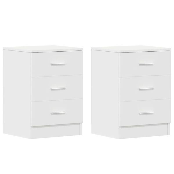 vidaXL Κομοδίνα 2 τεμ. Λευκά 38 x 35 x 56 εκ. από Επεξ. Ξύλο
