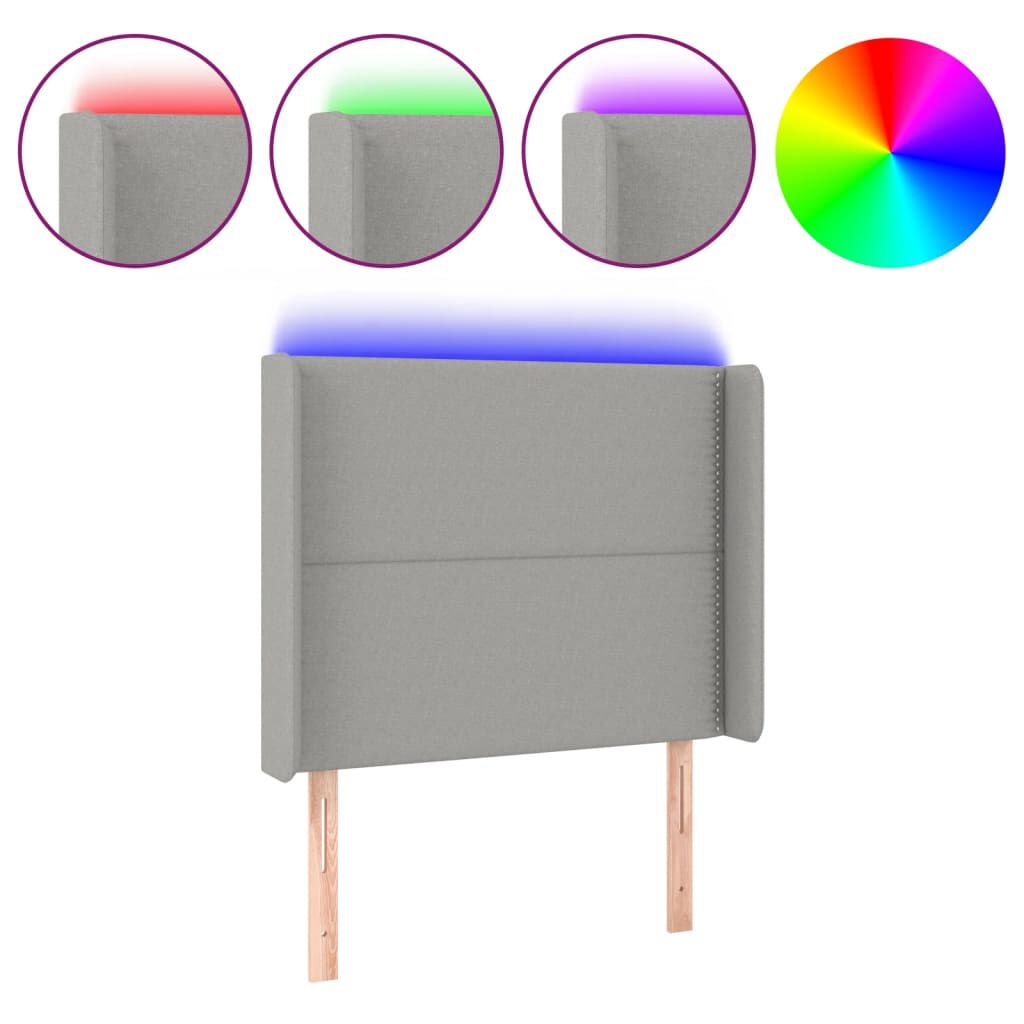 vidaXL Κεφαλάρι Κρεβατιού LED Ανοιχτό Γκρι 103x16x118/128 εκ.