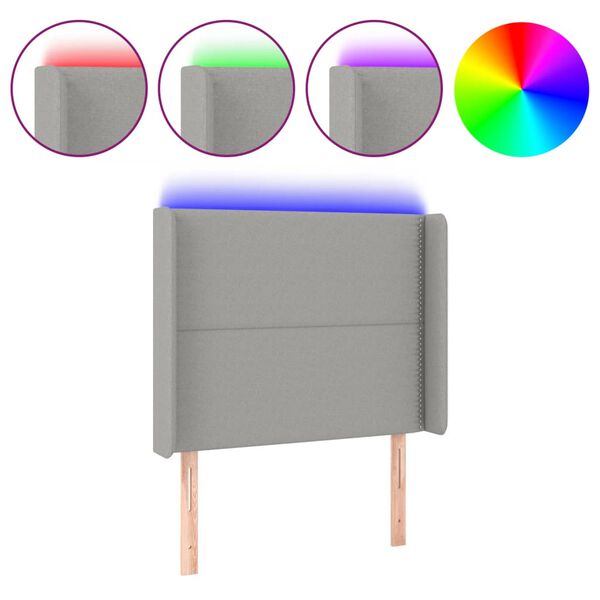 vidaXL Κεφαλάρι Κρεβατιού LED Ανοιχτό Γκρι 103x16x118/128 εκ.