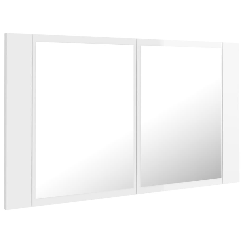 vidaXL Καθρέφτης Μπάνιου με LED Γυαλιστερό Λευκό 80x12x45εκ. Ακρυλικός