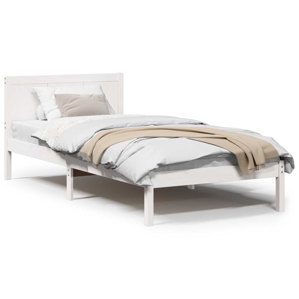 vidaXL Σκελετός Κρεβατιού Λευκό 75 x 190 cm Μασίφ ξύλο πεύκου