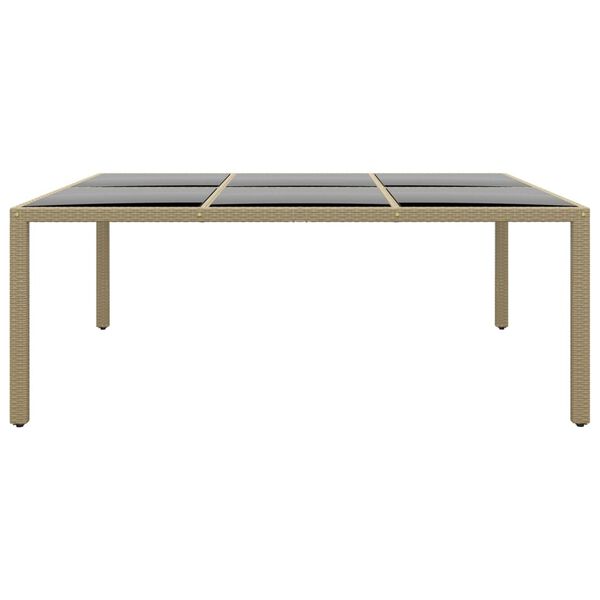 vidaXL Τραπέζι Κήπου Μπεζ 200x150x75 εκ. Ψημένο Γυαλί/Συνθετικό Ρατάν