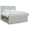 vidaXL Κρεβάτι Boxspring με Στρώμα Ανοιχτό Γκρι 200x200 εκ. Βελούδινο