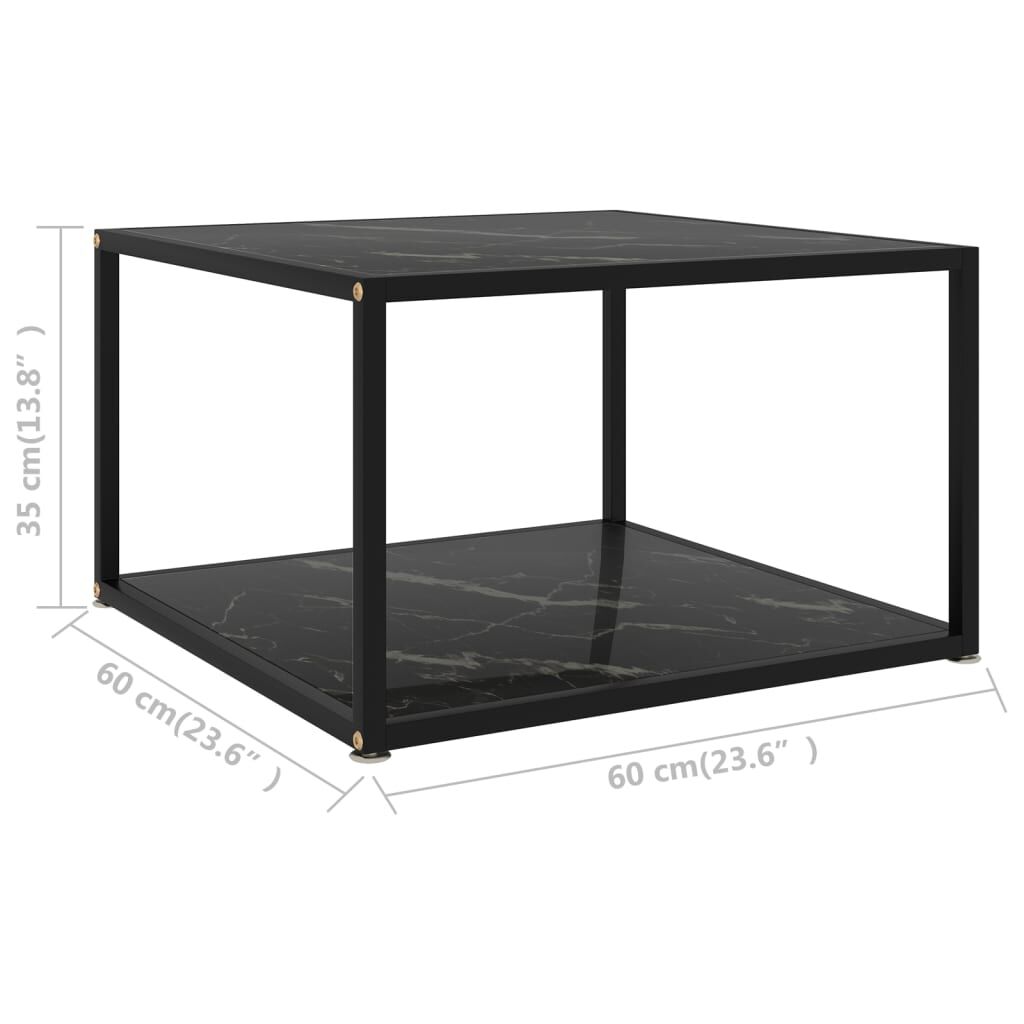 vidaXL Τραπεζάκι Σαλονιού Μαύρο 60 x 60 x 35 εκ. από Ψημένο Γυαλί