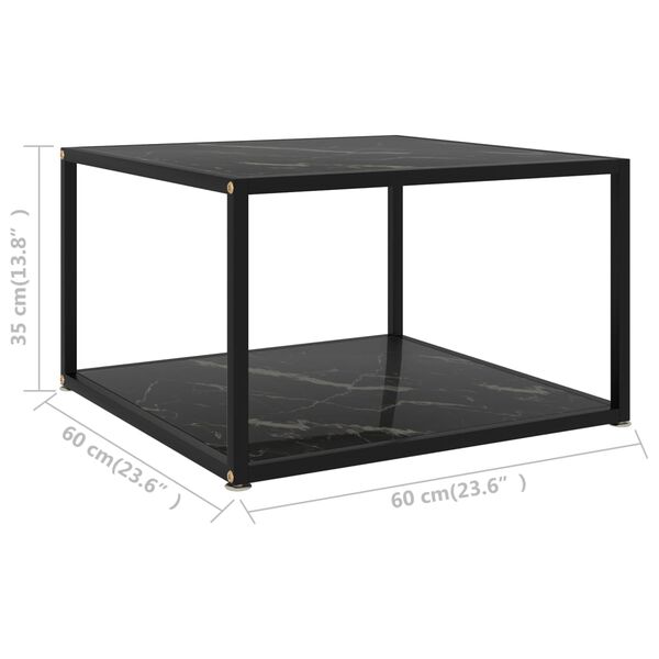 vidaXL Τραπεζάκι Σαλονιού Μαύρο 60 x 60 x 35 εκ. από Ψημένο Γυαλί