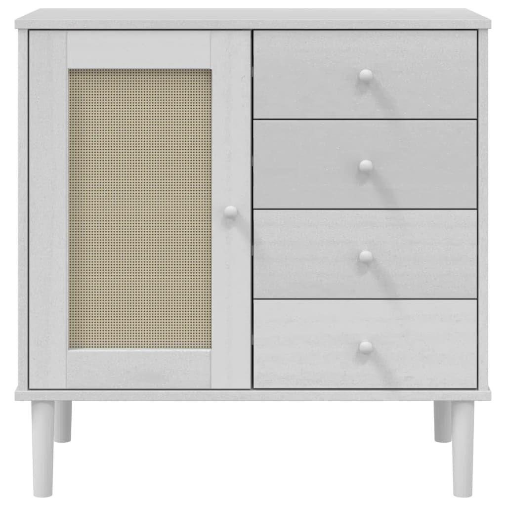 vidaXL Ντουλάπι SENJA Λευκό / Όψη Ρατάν 80x40x80 εκ. Μασίφ Ξύλο Πεύκου