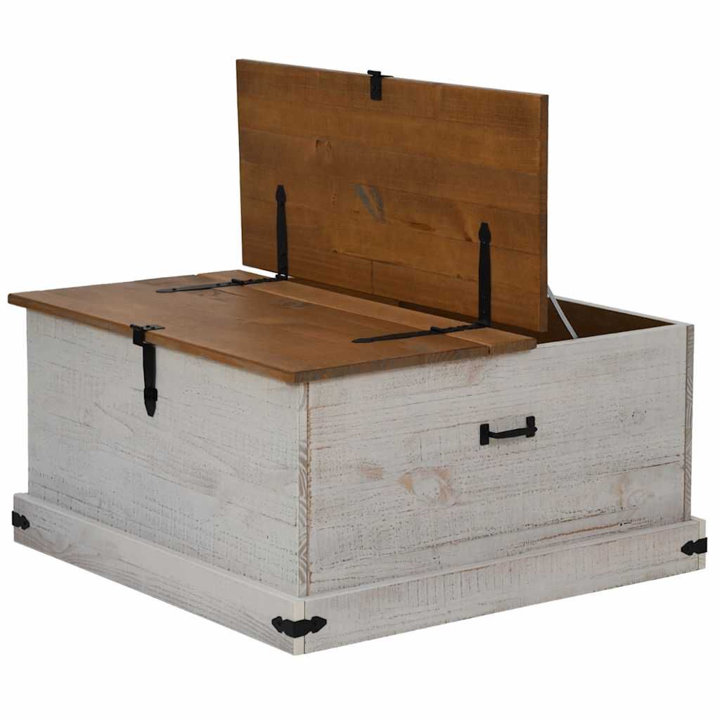 vidaXL Σεντούκι αποθήκευσης HALDEN Λευκό 91x91x47 cm Στερεό ξύλο πεύκο