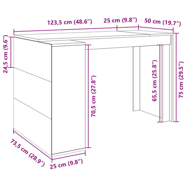 vidaXL Γραφείο Καπνιστή Δρυς 123,5x73,5x75 εκ. από Επεξεργασμένο Ξύλο