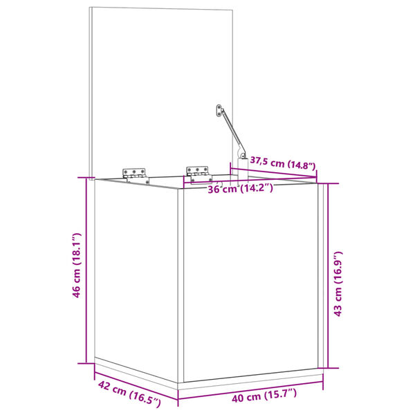 vidaXL Κουτί Αποθήκευσης Γκρι Σκυροδέματος 40x42x46 εκ. Επεξεργ. Ξύλο