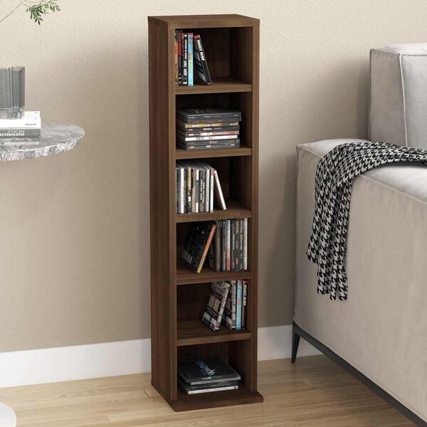 vidaXL Έπιπλο για CD Καφέ Δρυς 21 x 20 x 88 εκ. από Επεξεργασμένο Ξύλο