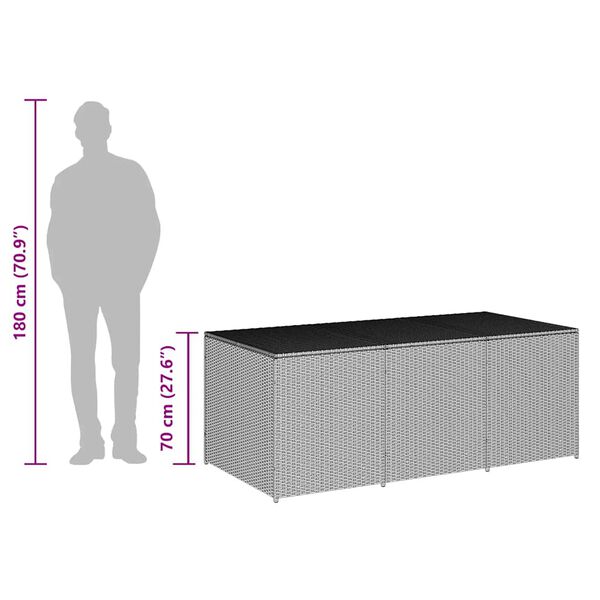 vidaXL Κουτί Αποθήκευσης Κήπου Καφέ 180x90x70 εκ. από Συνθετικό Ρατάν
