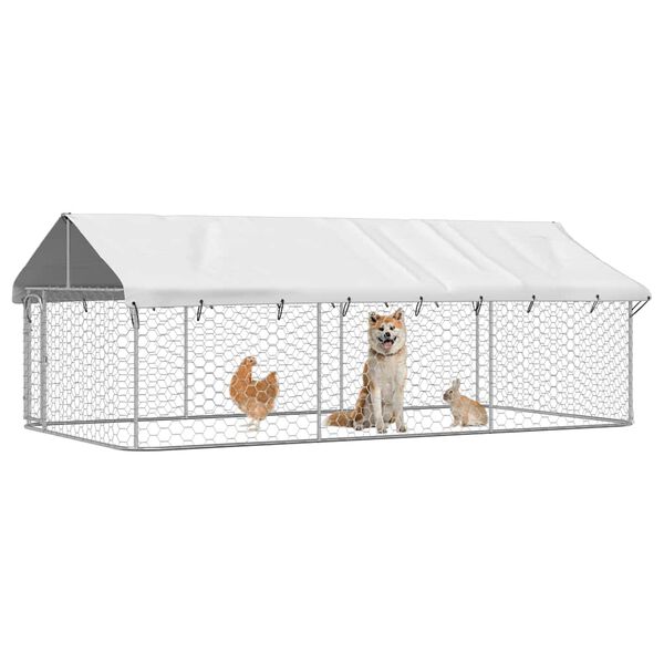 vidaXL Κλουβί Σκύλου Εξωτερικού Χώρου 400 x 200 x 150 εκ. με Στέγαστρο