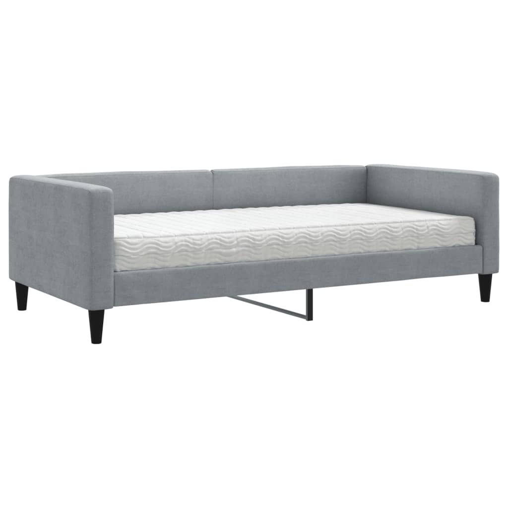 vidaXL Καναπές Κρεβάτι με Στρώμα Ανοιχτό Γκρι 100 x 200 εκ. Υφασμάτινο
