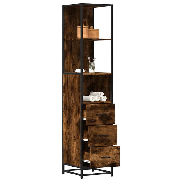 vidaXL Ντουλάπι μπάνιου καπνιστή βελανιδιά 35x37,5x166 cm