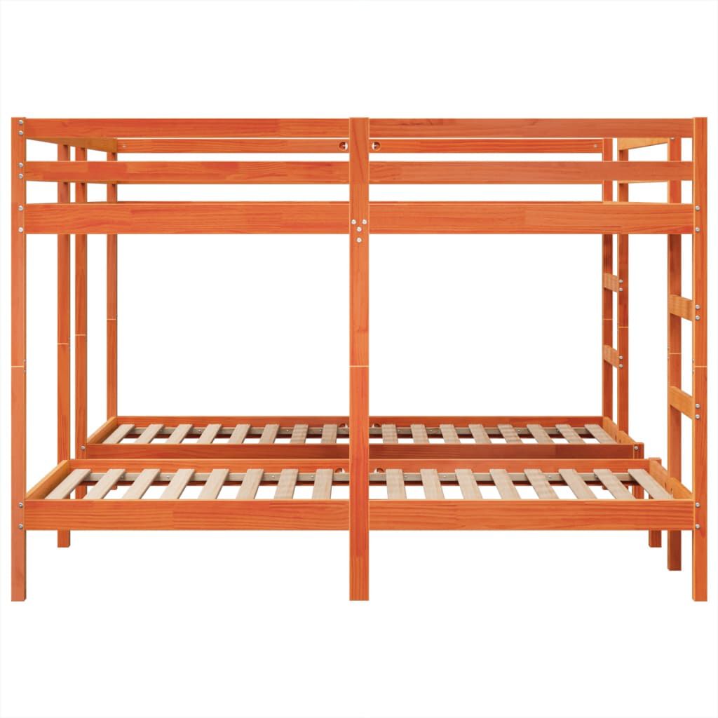 vidaXL Τριπλή Κουκέτα Καφέ Κεριού 200x200/80x200 εκ. Μασίφ Ξύλο Πεύκου