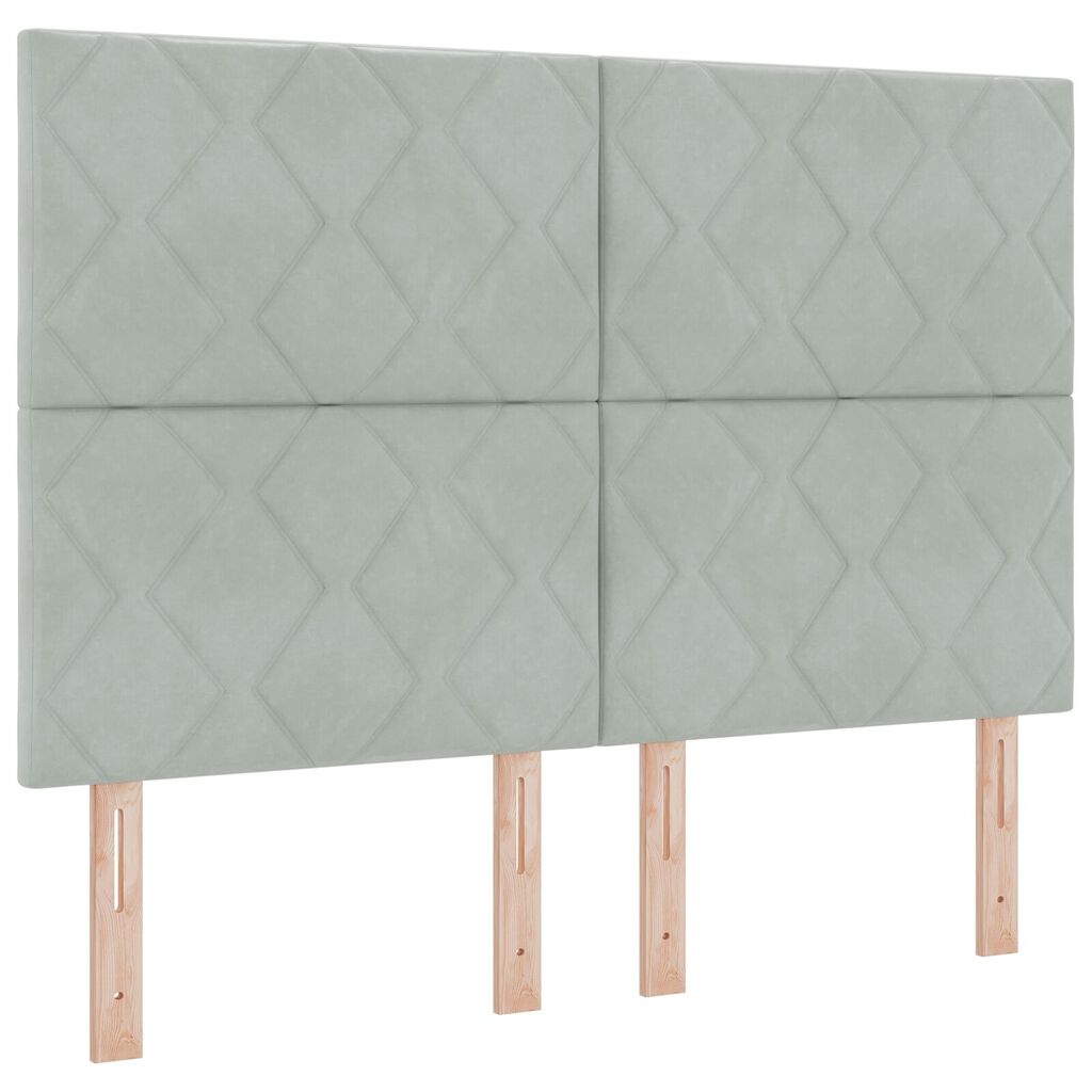 vidaXL Κρεβάτι Box Spring με Στρώμα & Πάγκο Ανοιχτό Γκρι 140x190 εκ. Βελούδο