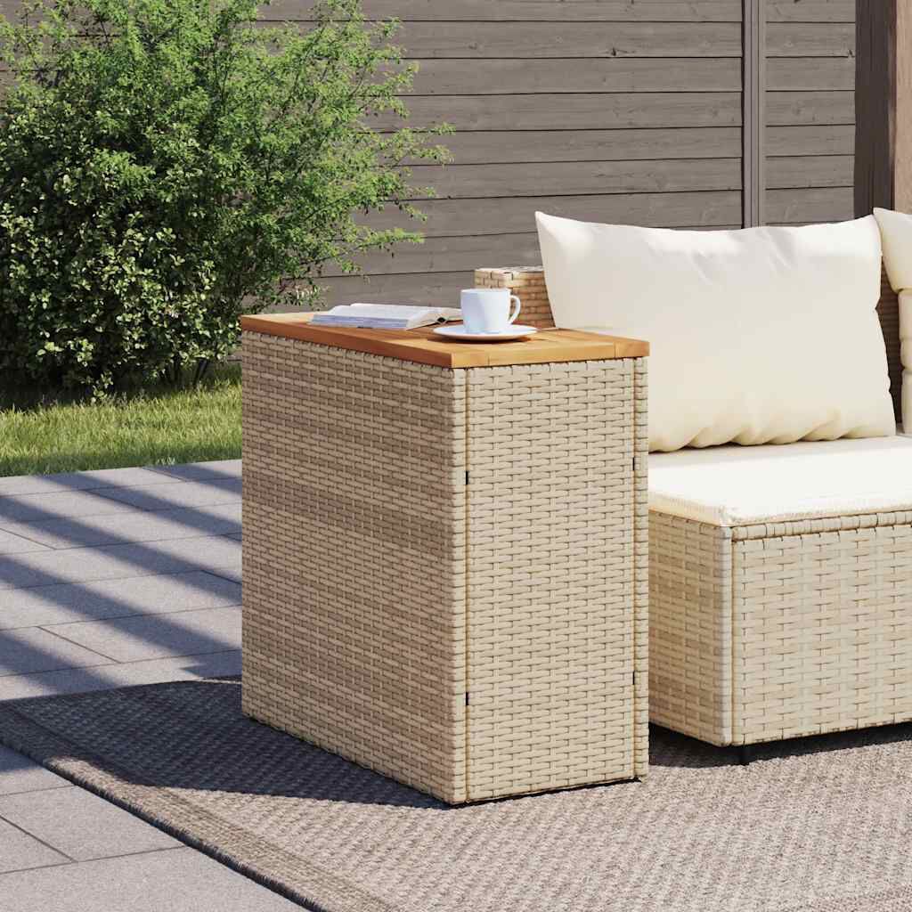 vidaXL Τραπέζι Κήπου με Ξύλινη Επιφάνεια Μπεζ 58x27,5x55εκ Συνθ Ρατάν