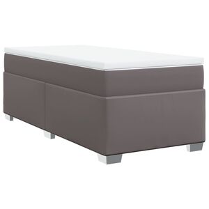 vidaXL Κρεβάτι Boxspring με Στρώμα Γκρι 80 x 200 εκ. Συνθετικό Δέρμα