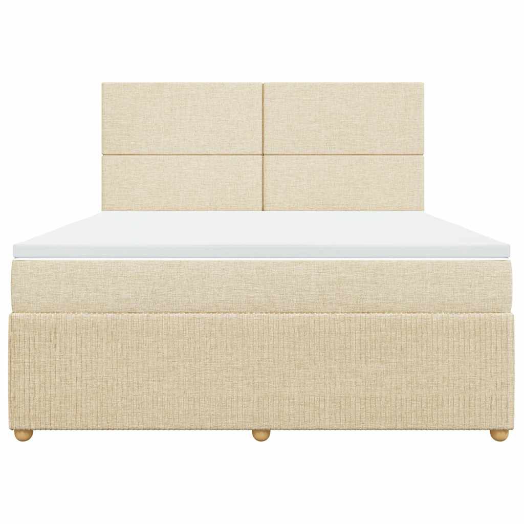 vidaXL Κρεβάτι Boxspring με Στρώμα Κρεμ 180x200 εκ. Υφασμάτινο