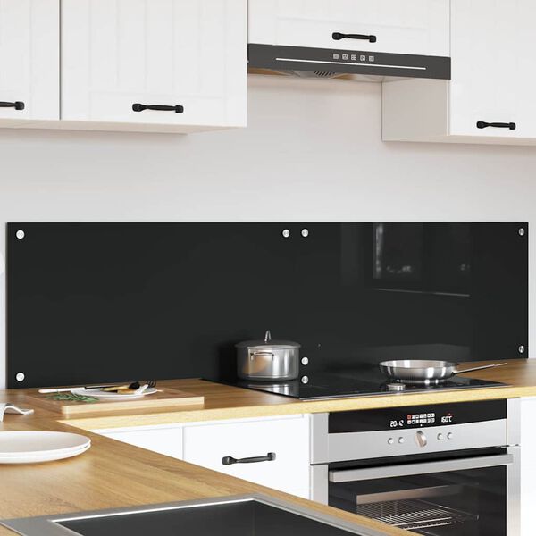 vidaXL Πίσω Πάνελ Κουζίνας Μαύρο 80 x 40 cm σκληρυμένο γυαλί