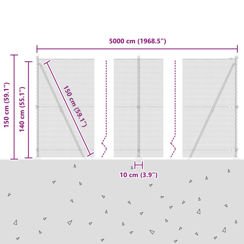 vidaXL Εξάγωνος Φράχτης Πράσινος 1.4x50 μ Χάλυβας