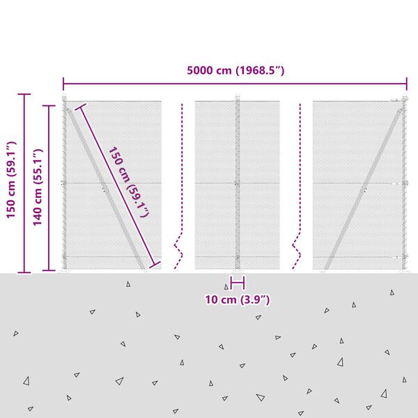 vidaXL Εξάγωνος Φράχτης Πράσινος 1.4x50 μ Χάλυβας